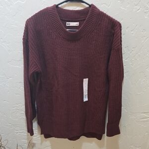 SO Women's Deep Red Knit Crewneck Sweater